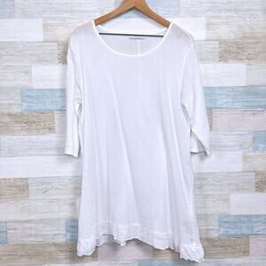 Bryn Walker Gauze Lagenlook Tunic Top White 3/4 Sleeve Lightweight Womens XS